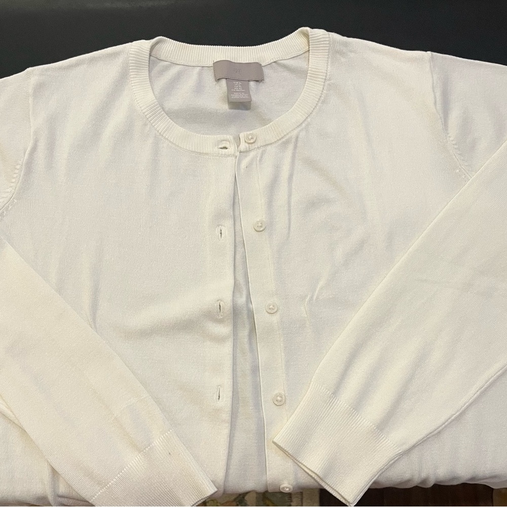 H&M Cream Button-Up Cardigan